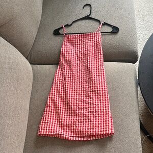 Red and White Gingham Slip Dress